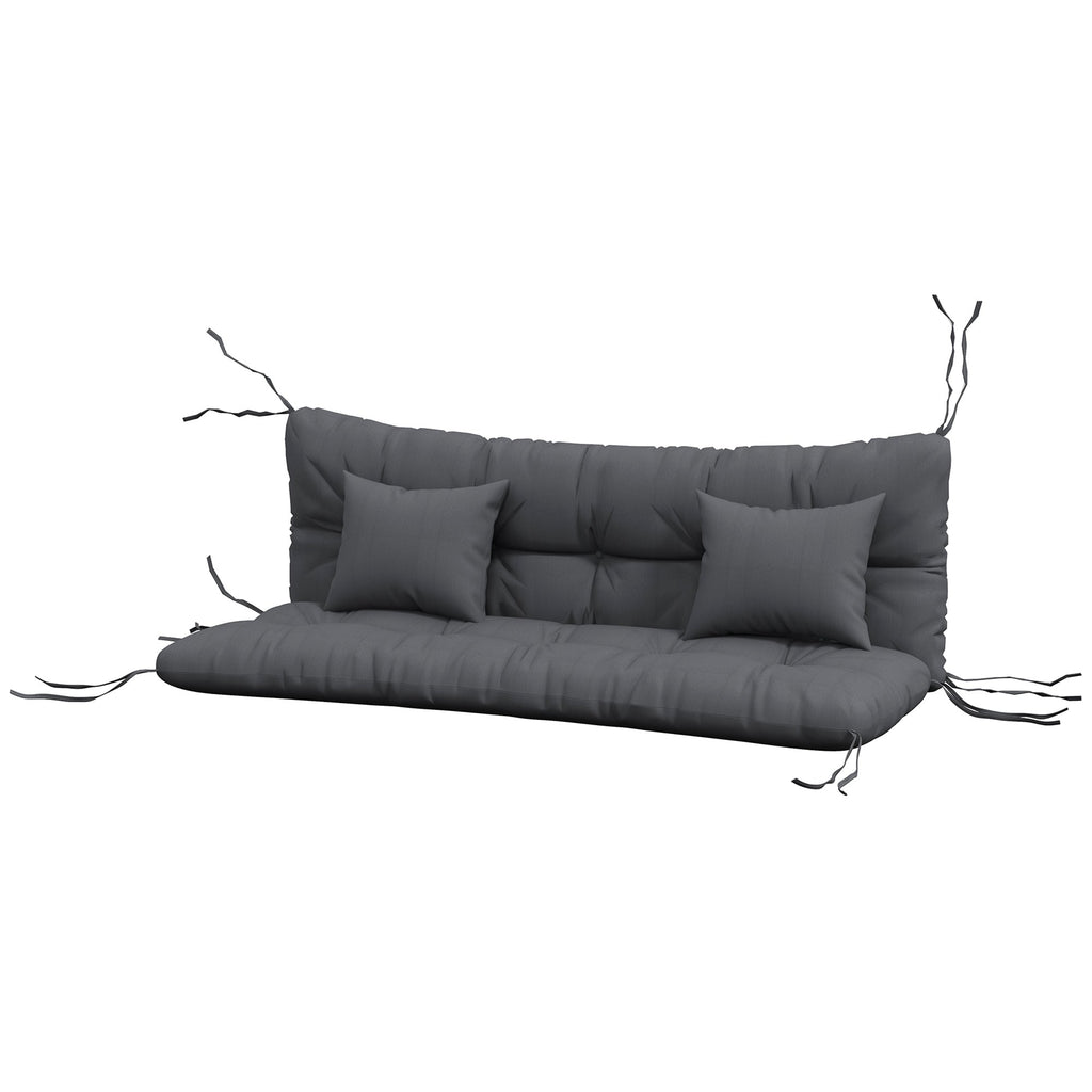 59" Tufted Bench Cushions, Seat Pad, Back Pillows, Outdoor Furniture, Charcoal