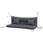 59" Tufted Bench Cushions, Seat Pad, Back Pillows, Outdoor Furniture, Charcoal