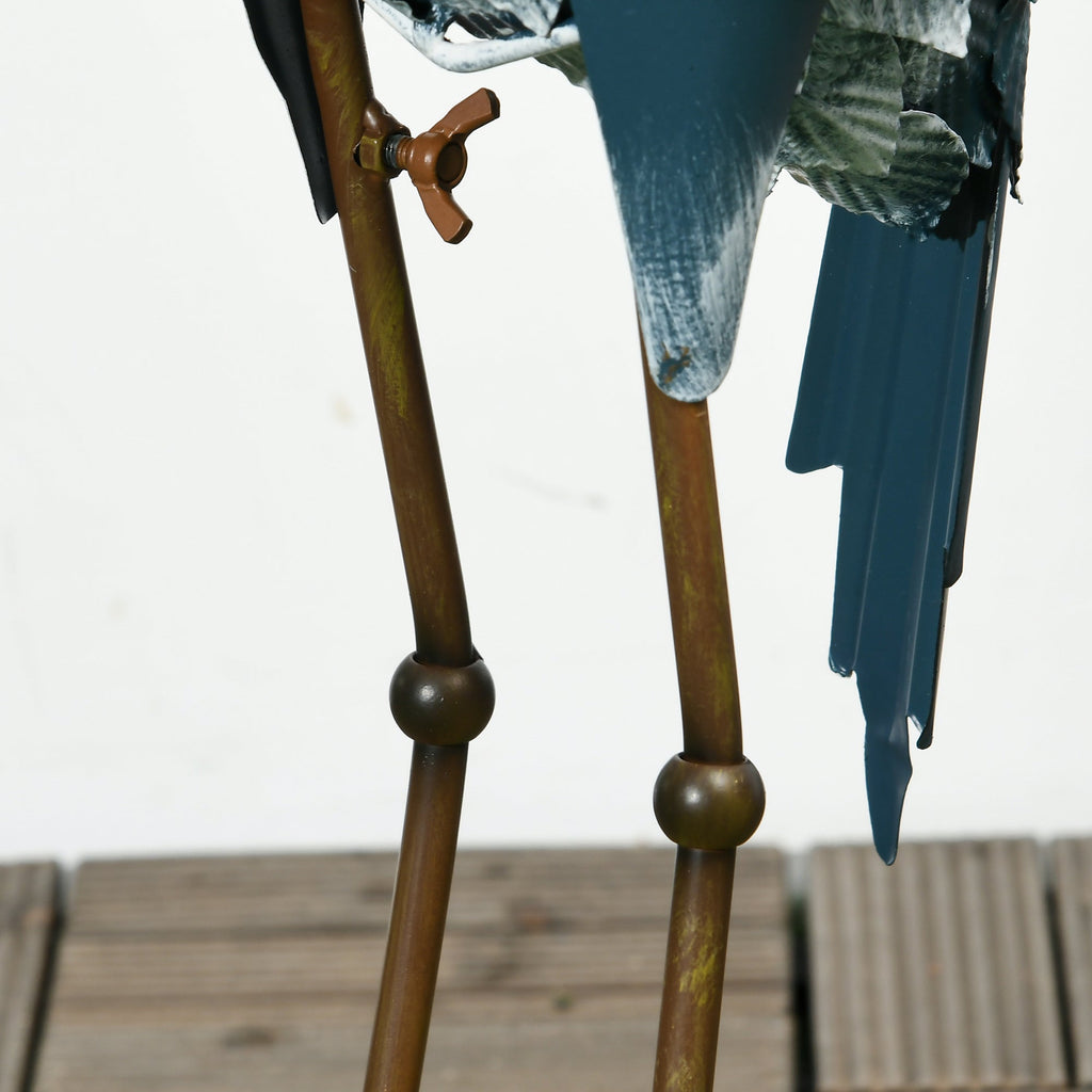 28.5" & 29" Set of 2 Metal Crane Garden Sculptures, Blue Yard Art