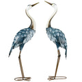 28.5" & 29" Set of 2 Metal Crane Garden Sculptures, Blue Yard Art