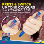 Jumbo 10-in-1 Multi Colour Pens | Retractable Ballpoint | 6 Pack