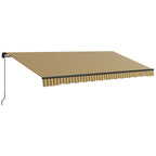 15' x 10' Retractable Awning with Manual Crank, 280gsm UV Resistant Fabric and Aluminum Frame, Amber/Grey