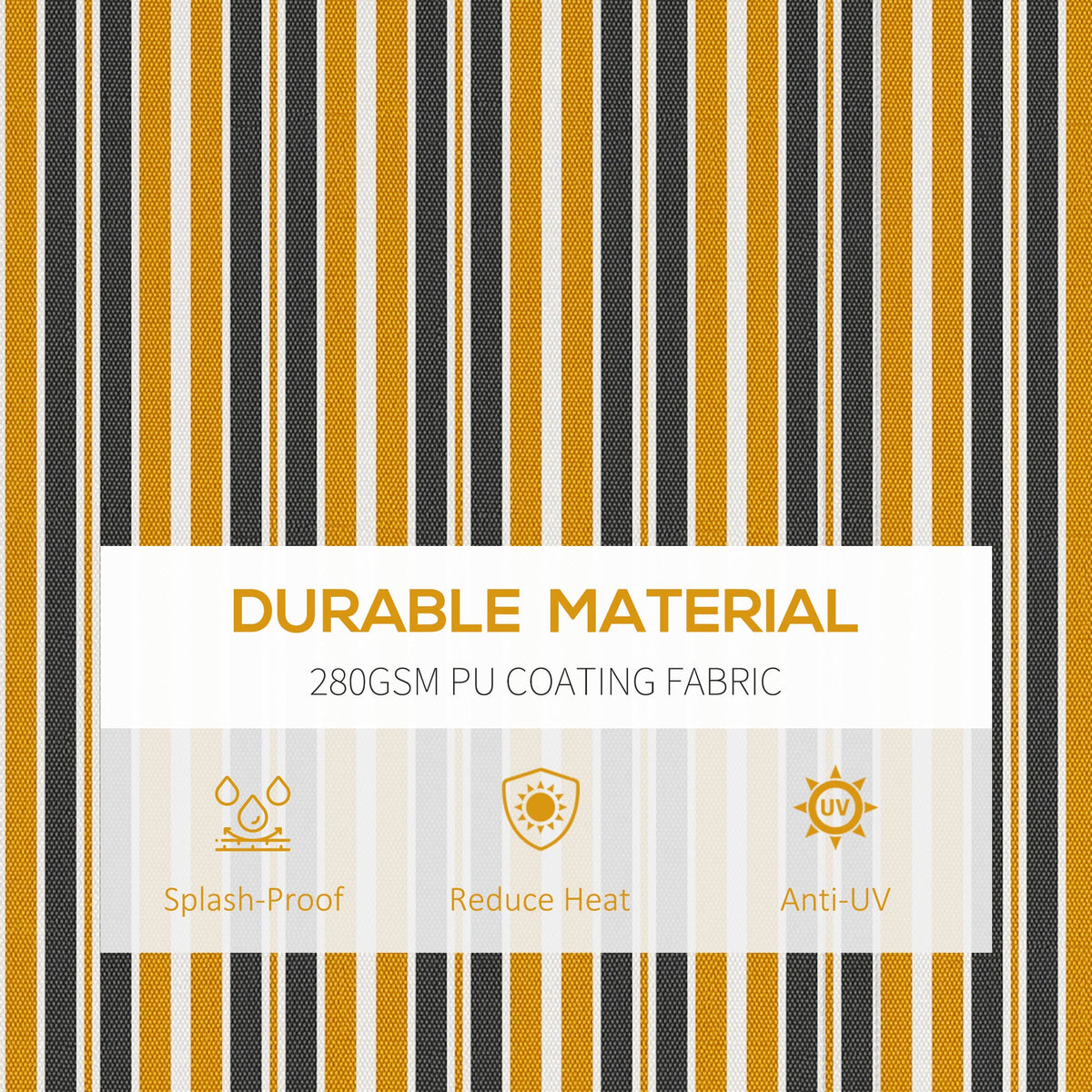 15' x 10' Retractable Awning with Manual Crank, 280gsm UV Resistant Fabric and Aluminum Frame, Amber/Grey