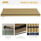 15' x 10' Retractable Awning with Manual Crank, 280gsm UV Resistant Fabric and Aluminum Frame, Amber/Grey