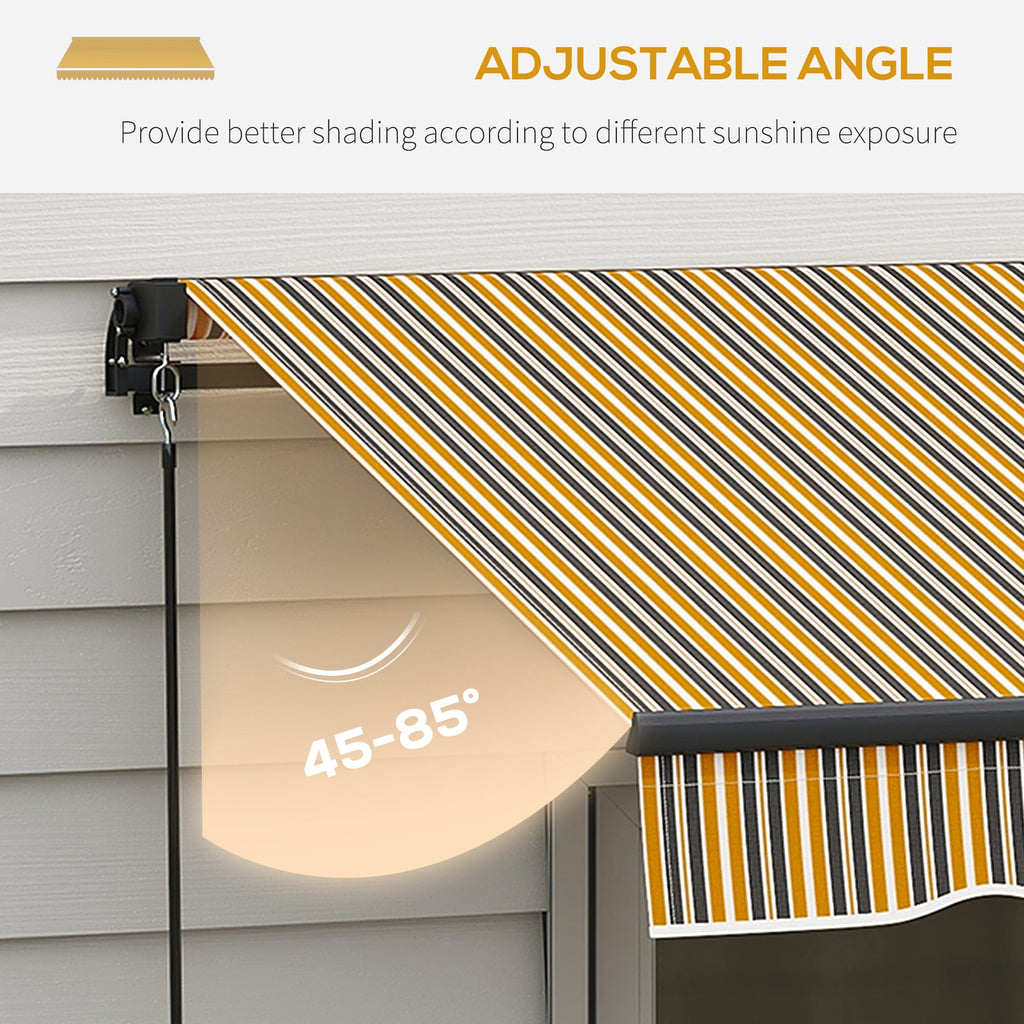 15' x 10' Retractable Awning with Manual Crank, 280gsm UV Resistant Fabric and Aluminum Frame, Amber/Grey