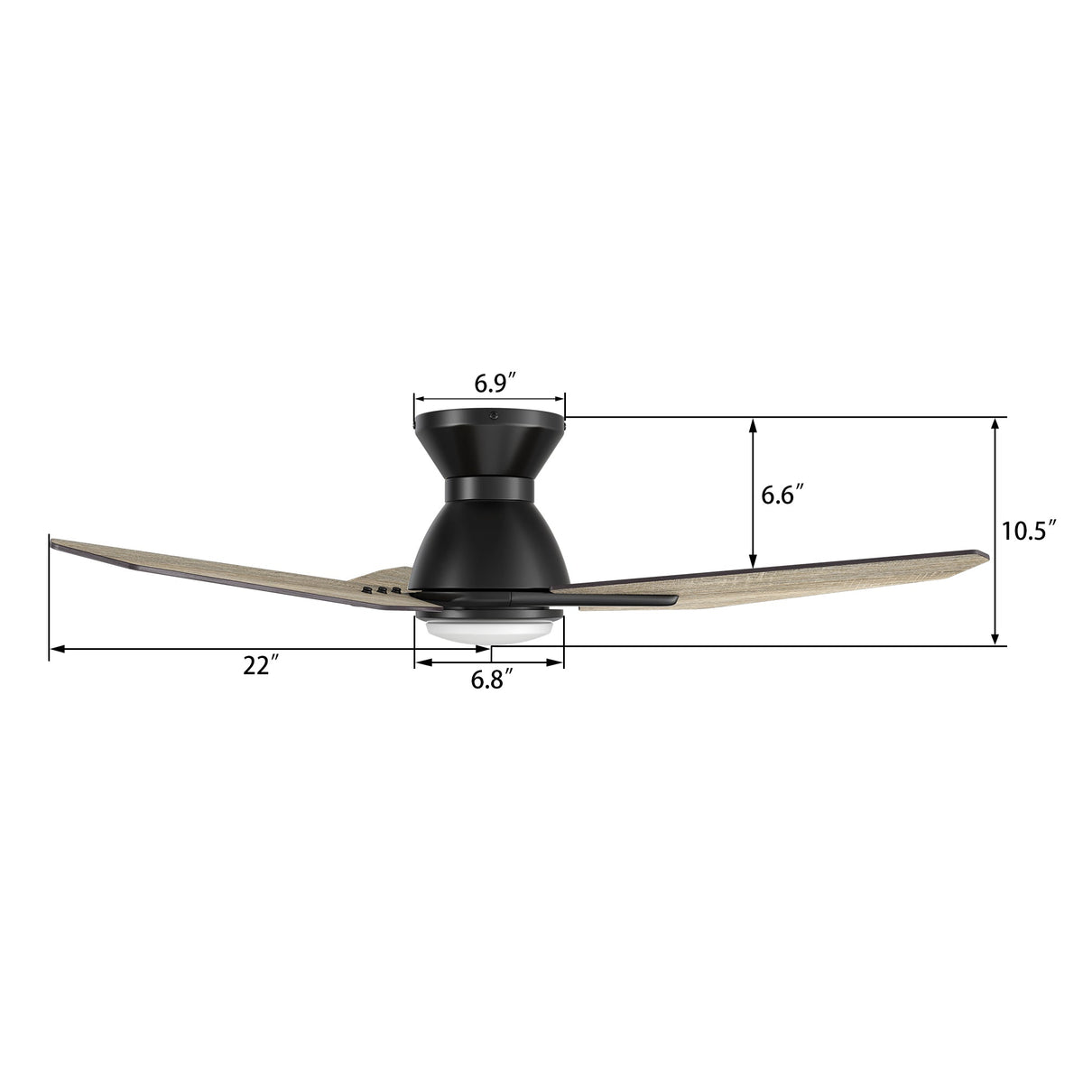 ERYX 44 inch 3-Blade Ceiling Fan with LED Light Kit & Remote Control - Black/Barnwood