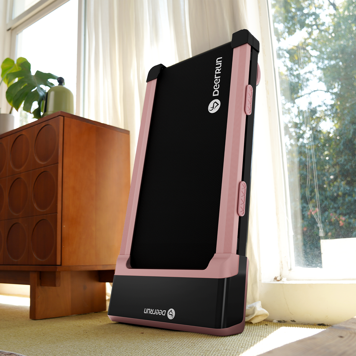 DeerRun Z10 12% Auto Incline Smart Walking Pad Treadmill with remote control Pink-Fat-burning & fitness friendly