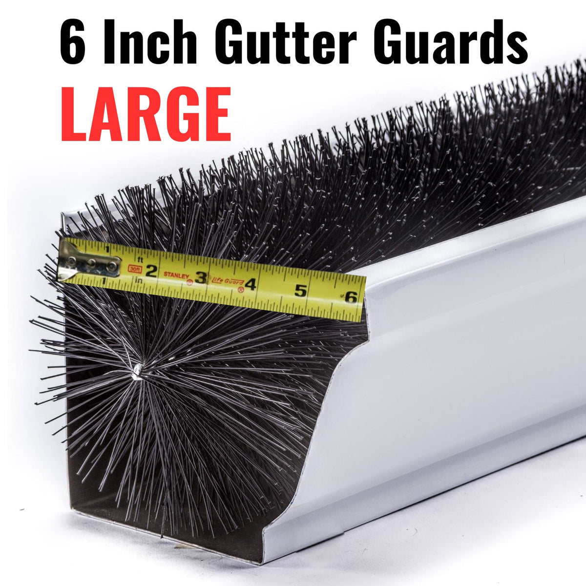 6-Inch GutterBrush Gutter Guard – Fits Large Residential & Small Commercial Gutters (5.25 Inch Diameter)