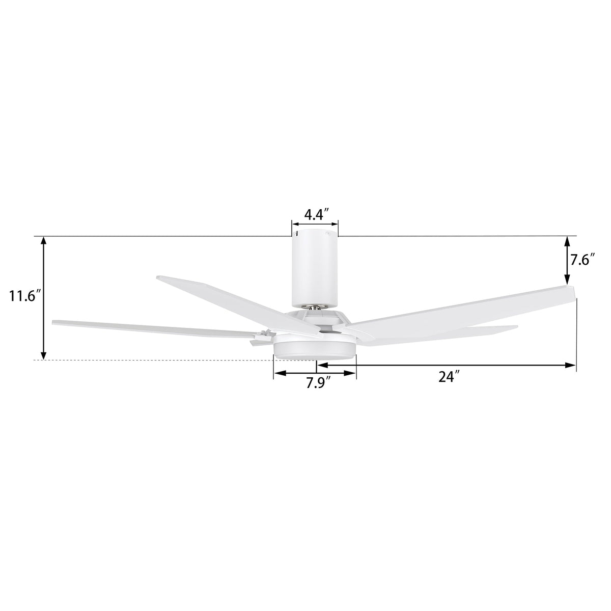 Lund 48 inch 5-Blade Ceiling Fan with LED Light Kit & Remote Control - White
