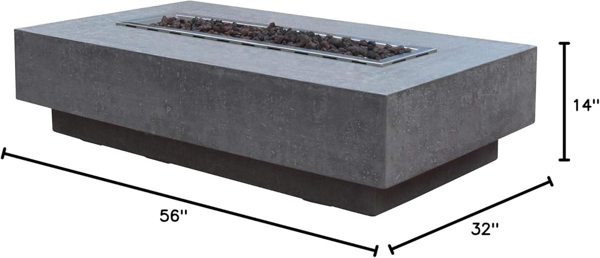 Hampton 56 x 32-Inch Concrete Outdoor Fire Pit Table