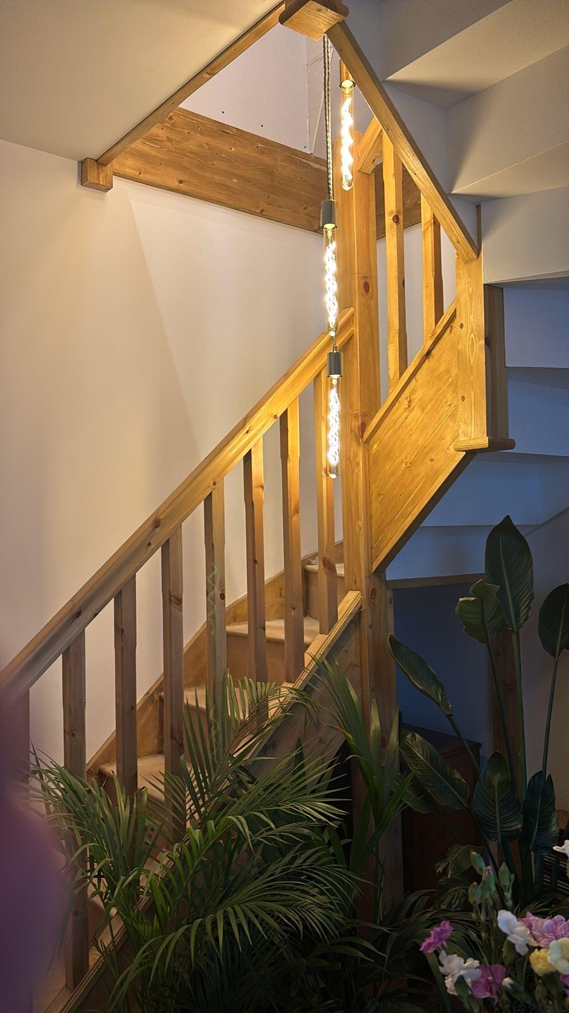 Square Cascade Chandelier | 9 Light Stairwell & High Ceiling Lighting