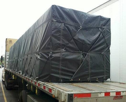 6' DROP X 8' W X 27' L 14 OZ BLACK 3 ROWS OF DRINGS
