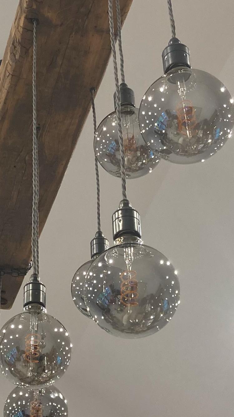 Chunky Wooden Beam Chandelier | Large Kitchen Island & Dining Lighting UK