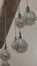 Chunky Wooden Beam Chandelier | Large Kitchen Island & Dining Lighting UK
