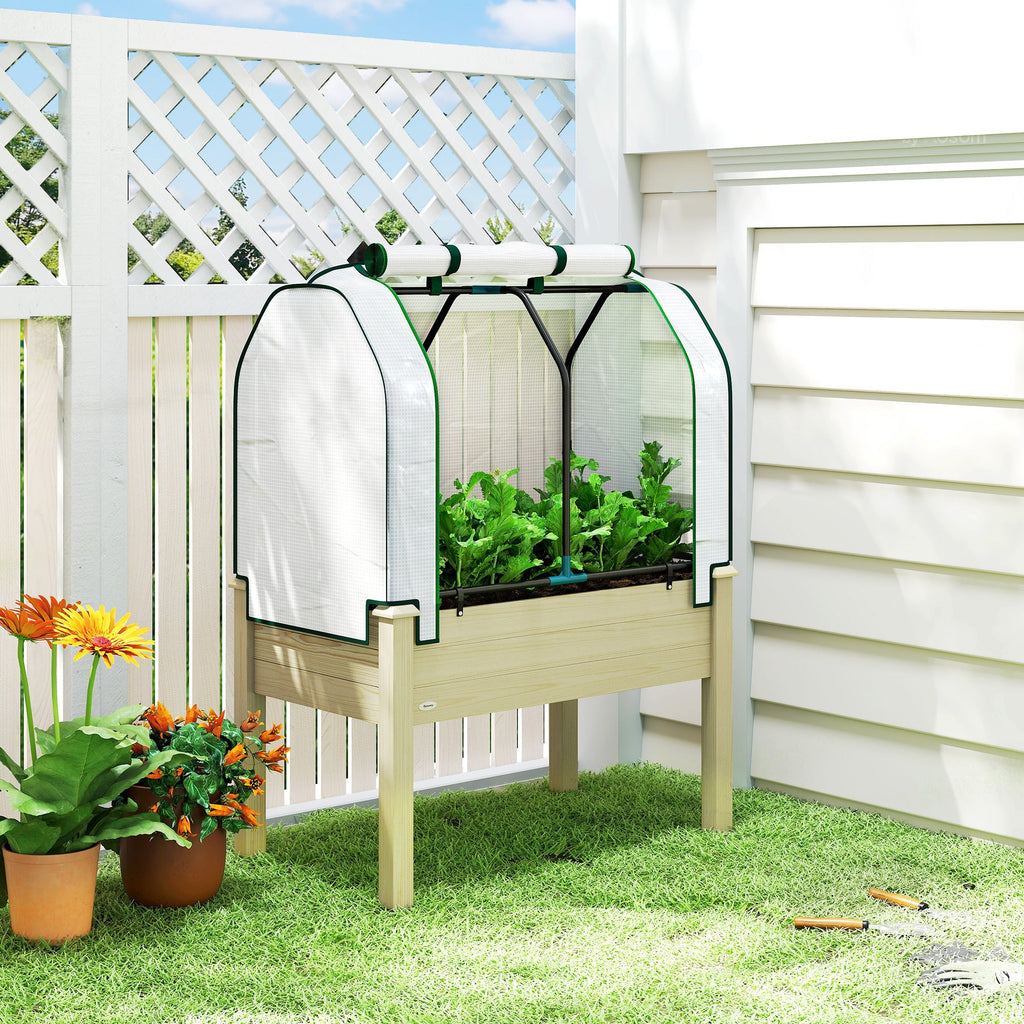35" x 22" x 47" Raised Garden Bed with PE Cover, Natural