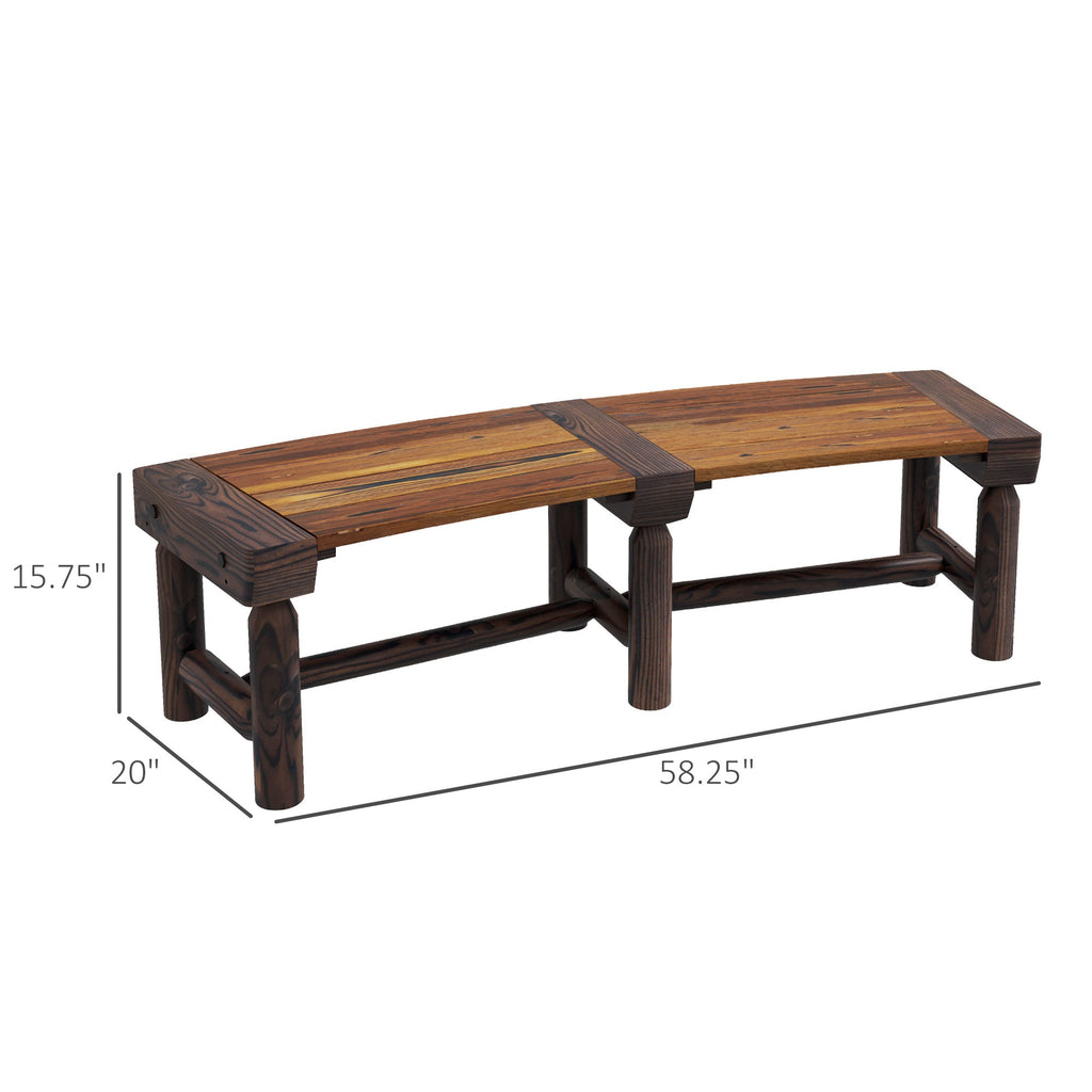 Semicircular Wooden Outdoor Bench, Wrap-Around Tree Seat for Yard, Patio, Brown