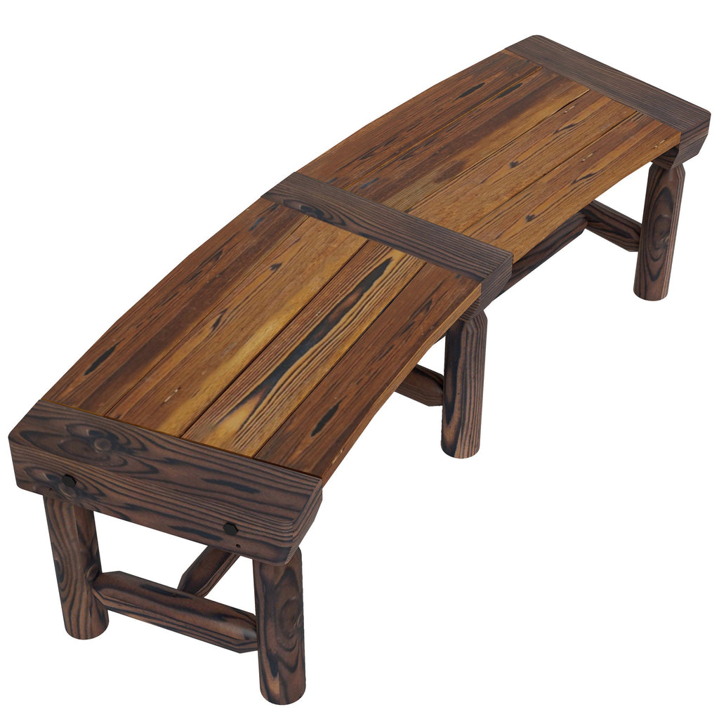 Semicircular Wooden Outdoor Bench, Wrap-Around Tree Seat for Yard, Patio, Brown
