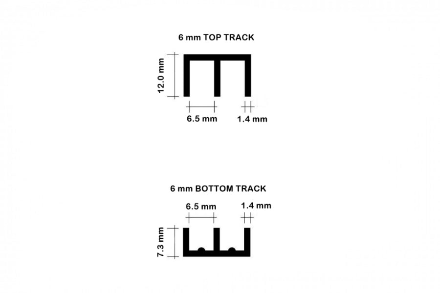 Vivarium Glass Runners Track Double Channel 4 MM 6 MM x 610 MM 910 MM & 2440 MM Length Top & Bottom