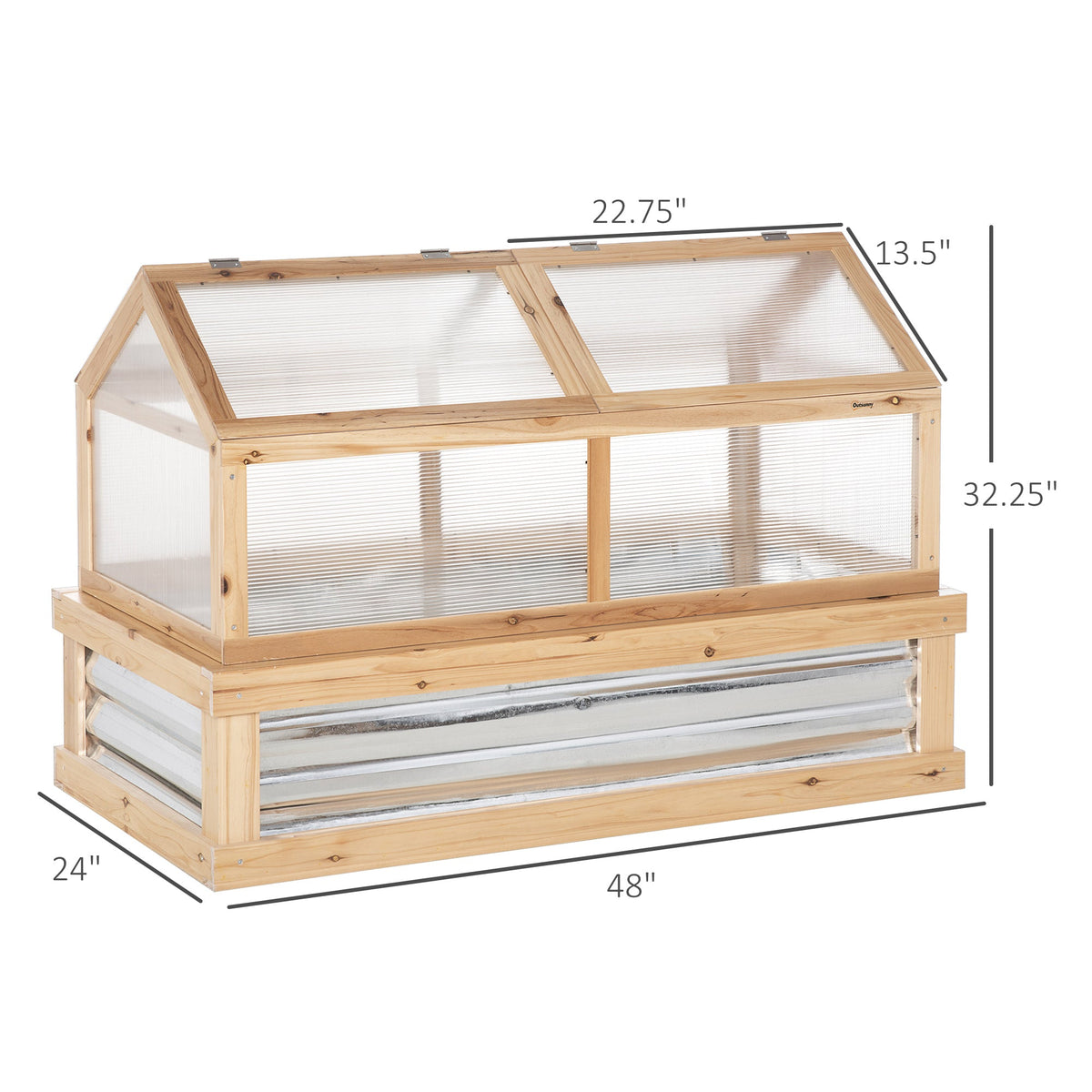NookGrow Extend Garden Bed with Greenhouse, 48" x 24" x 32", Natural