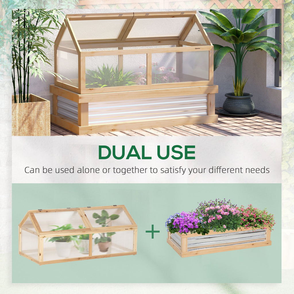 NookGrow Extend Garden Bed with Greenhouse, 48" x 24" x 32", Natural