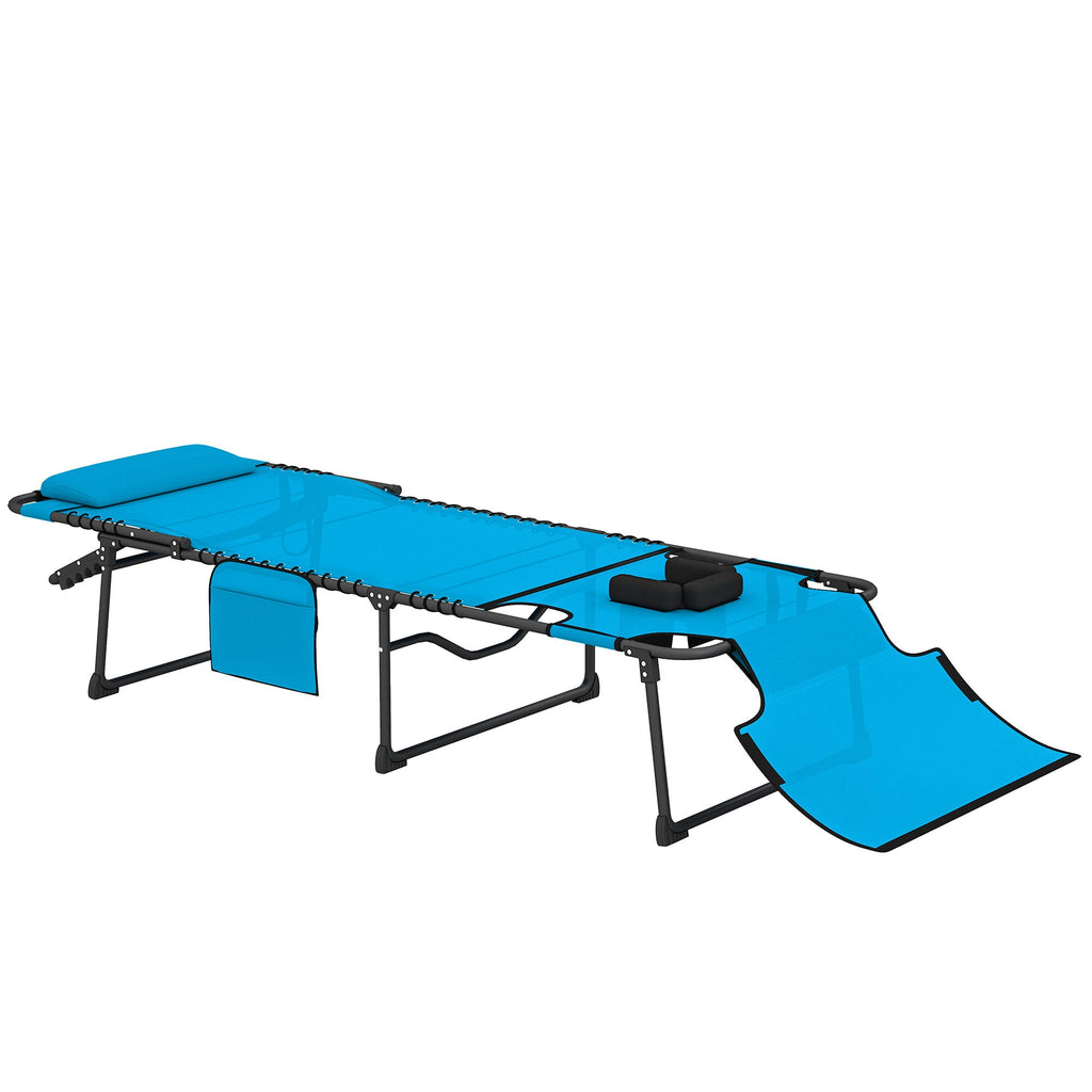 Folding Chaise Lounge with Face Hole, Blue