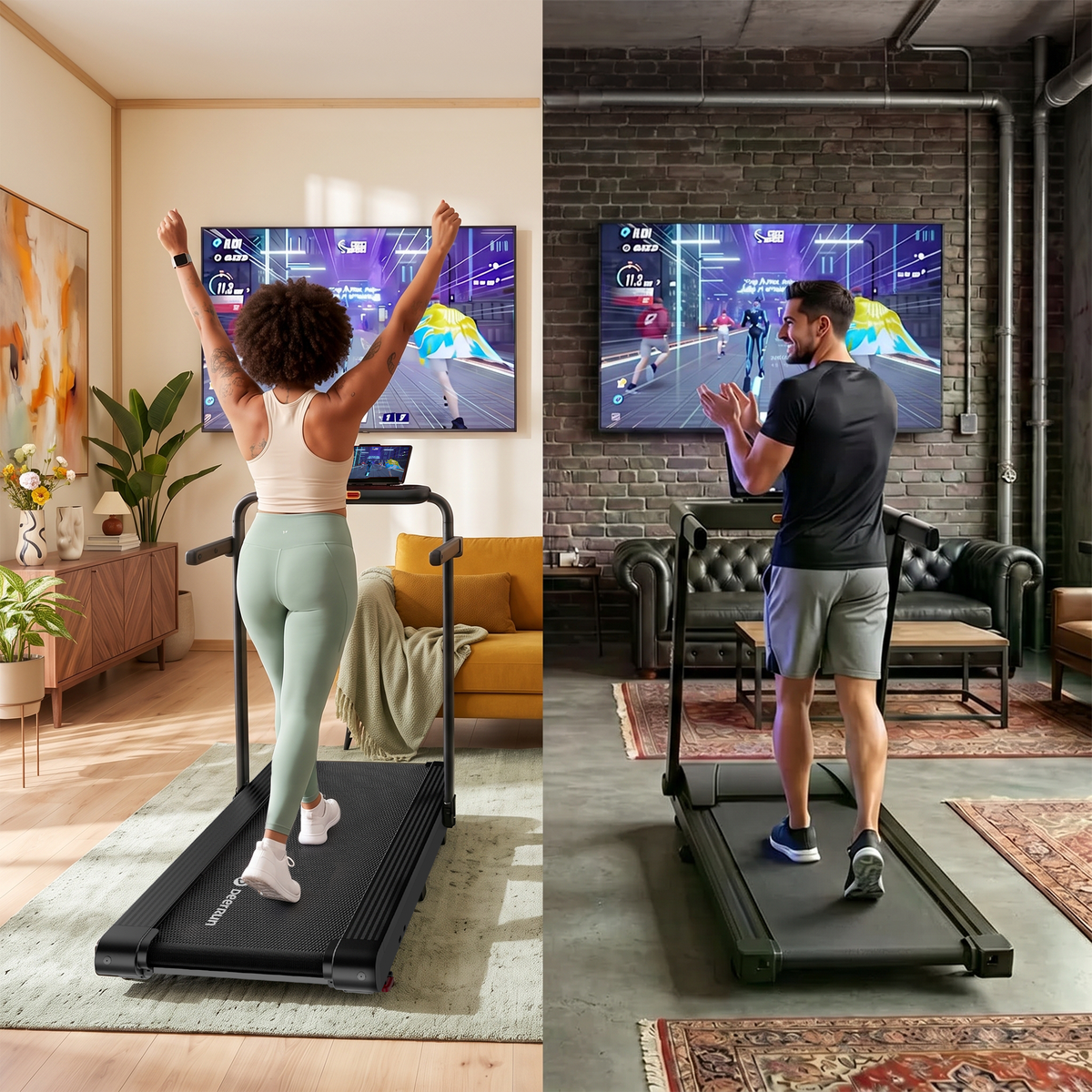DeerRun Flex Rise 1 Walk-to-Run 15% Auto Incline Foldable Treadmill with Full Running Deck
