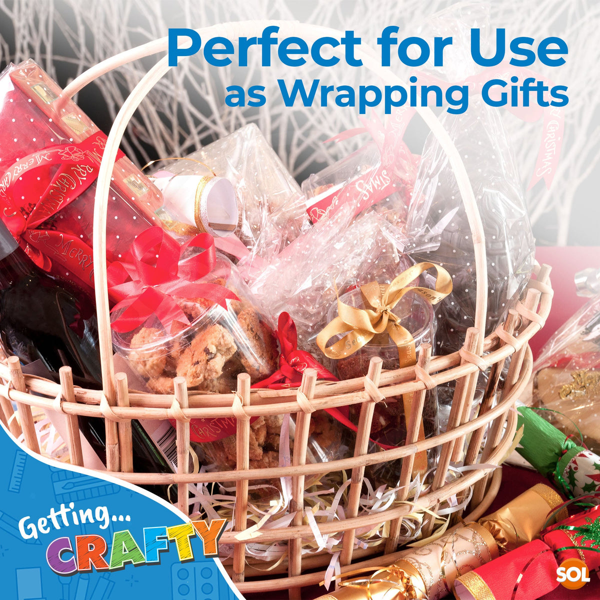 Clear Cellophane Wrap 50x70cm | Hampers Flower Gift Plastic | 300 Pack