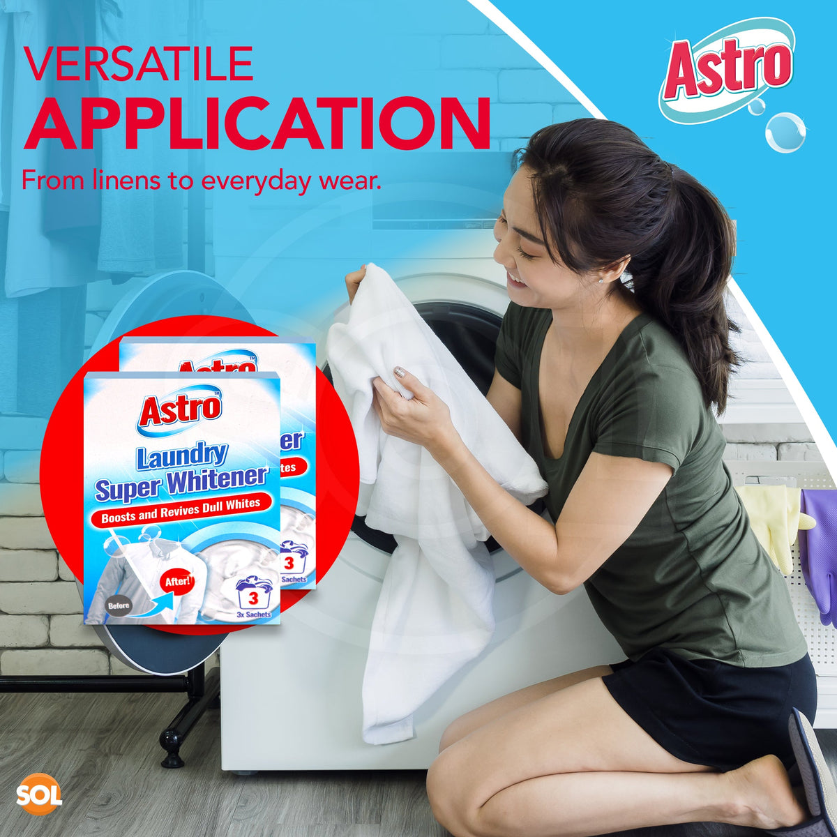 Laundry Whitener Powder for Whites | Oxi-Powered Stain Remover | 6 Pack