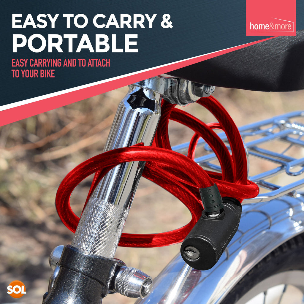 Bike Lock Cable with Keys 650mm | Steel Bicycle Security | 2 Pack