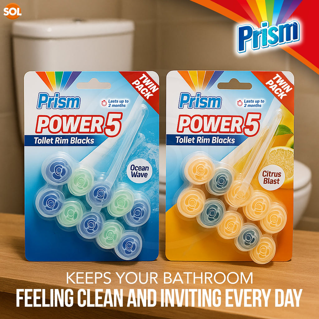 4pk Toilet Rim Blocks Multipack, Lemon & Ocean Fresh Scented Fragrance Cleaner with Foaming Action Limescale Prevention, Lasting Freshness in Every Flush, Daily Bathroom Odour Deodoriser 180g(45gx4)