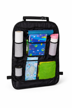 Car Backseat Organiser 60x40cm Drink Holder Mesh Pockets Adjustable Straps Black