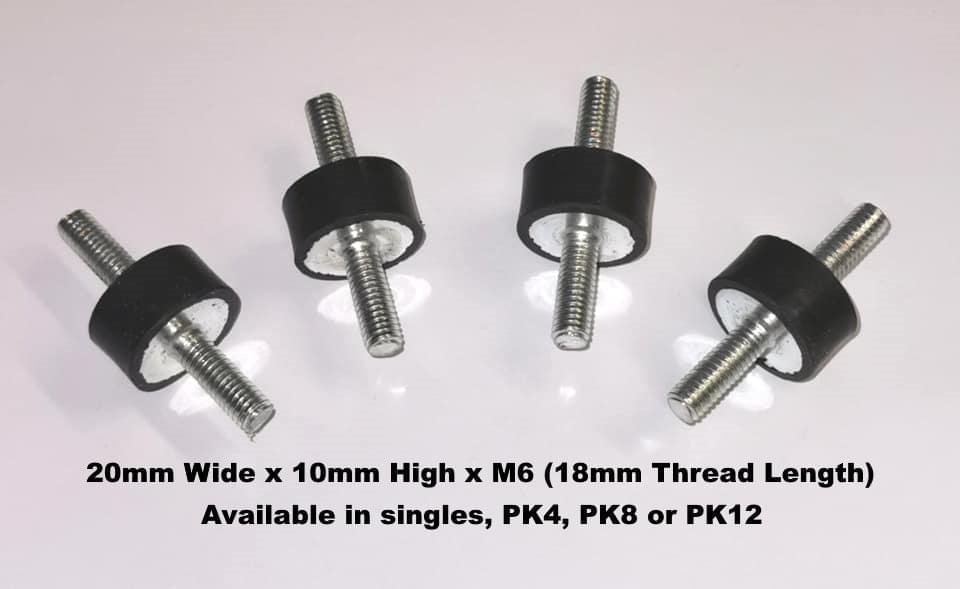 TSEC710-201055 M6 Anti-Vibration Rubber Mount – 20mm x 10mm Bobbin Mount (55 Shore)