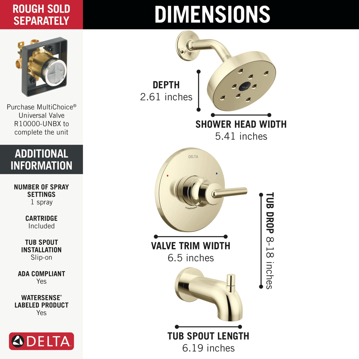 Open Box - Delta T14459-PN - Tub and Shower Showers