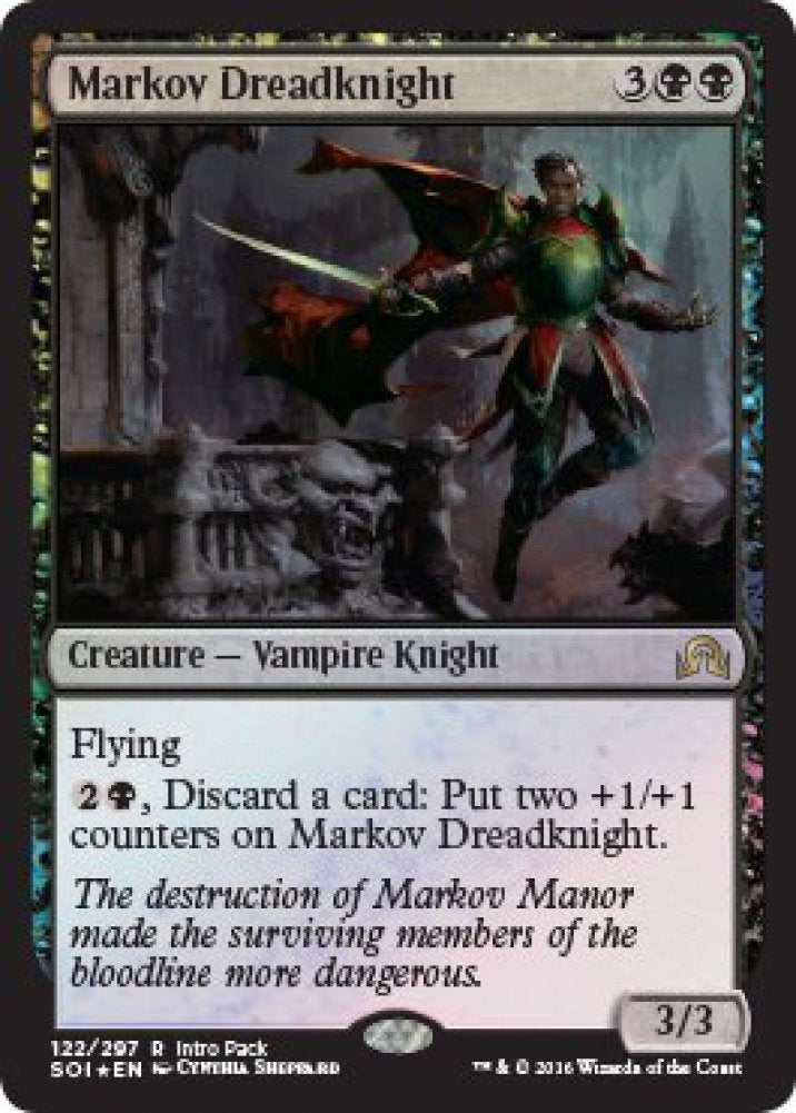 Magic the Gathering: MTG Shadows over Innistrad: Intro Pack / Theme Deck: Vampiric Thirst (includes 2 Booster Packs & Alternate Art Premium Rare Promo) Black / Red - Markov Dreadknight