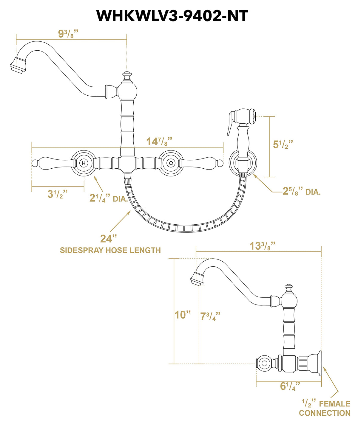 Open Box - Whitehaus WHKWLV3-9402-NT-BN - Kitchen Faucet