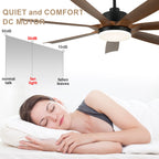 60 Inch 6-Blade Black Modern Large Ceiling Fan with LED Lights and Remote Control, 6 Speeds Reversible Ceiling Fan