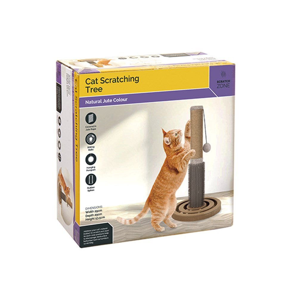 Cat Scratching Post Tree 53.5cm Jute Rope Scratcher w/ Sliding Balls Toy