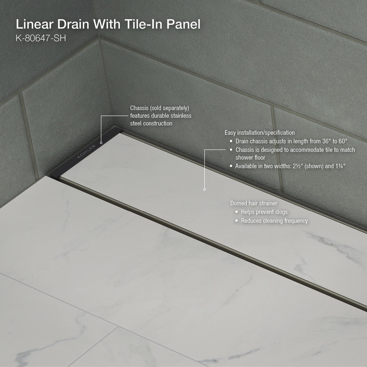 Open Box - Kohler K-80650-SH - Shower Drains Shower Accessories