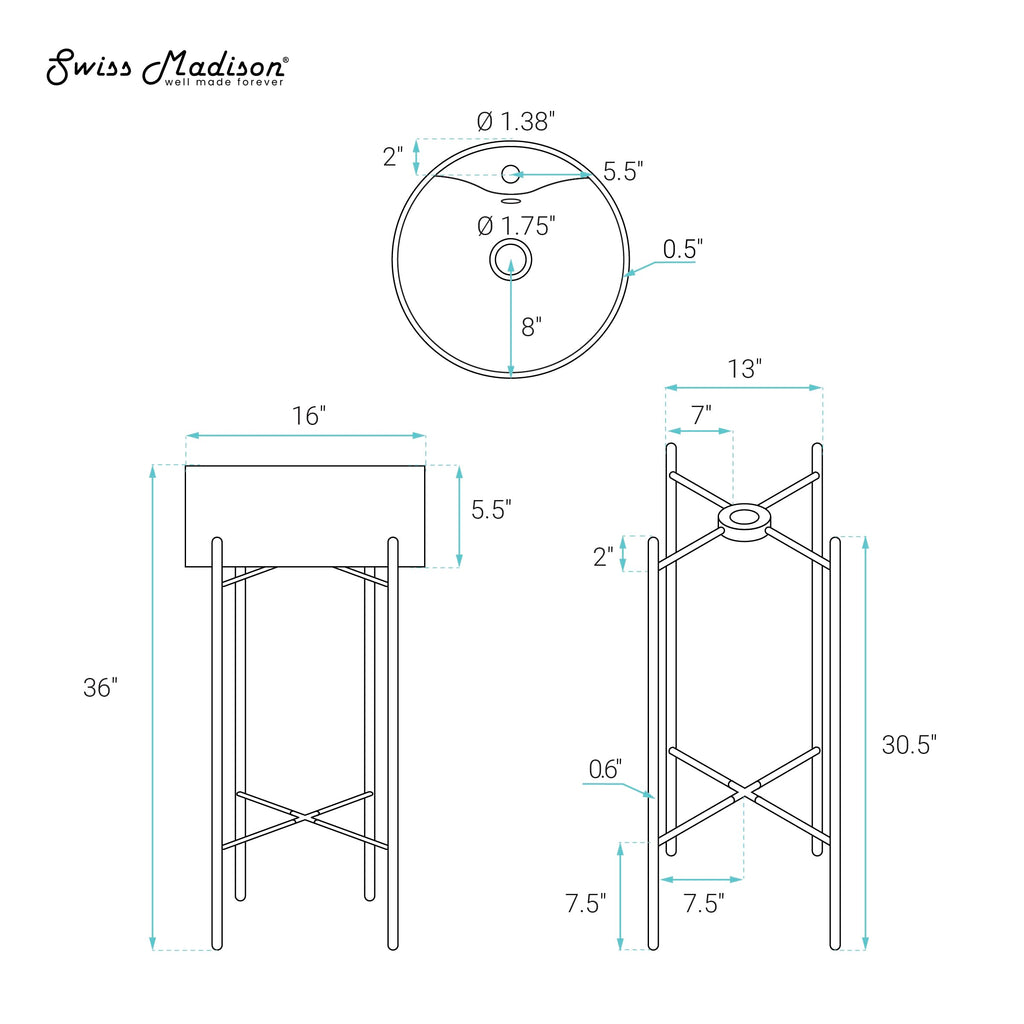 Open Box - Swiss Madison SM-CS800MB - Lavatory Sink Fixture