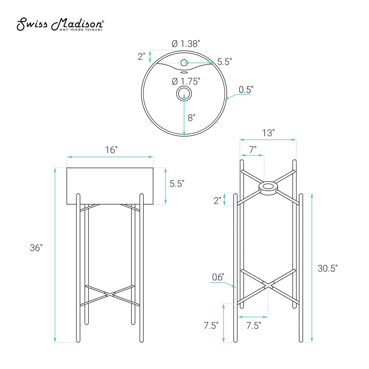 Open Box - Swiss Madison SM-CS800MB - Lavatory Sink Fixture