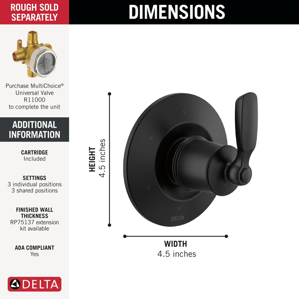 Open Box - Delta T11932-BL - Diverter Trims Showers
