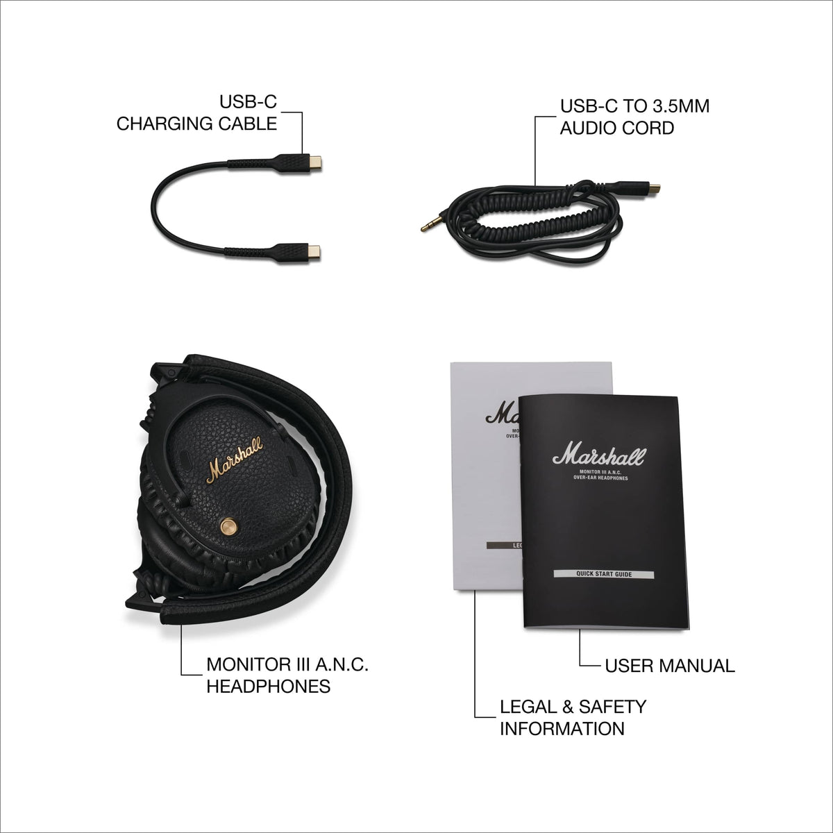 Certified Refurbished - Marshall - Monitor III A.N.C. Wireless Noise Cancelling Over-the-Ear Headphones - Black