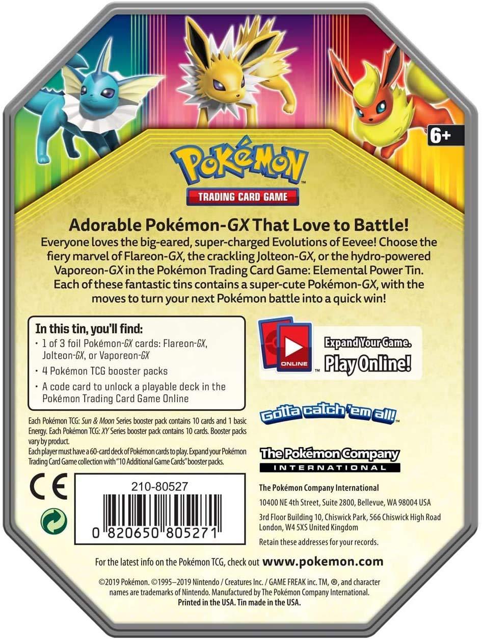Card GamePokemon TCG: Elemental Power Tin Featuring Jolteon-GX