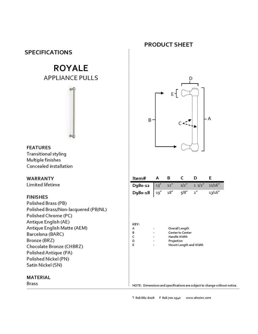 Open Box - Alno D980-18-AEM - Pulls Cabinet Hardware