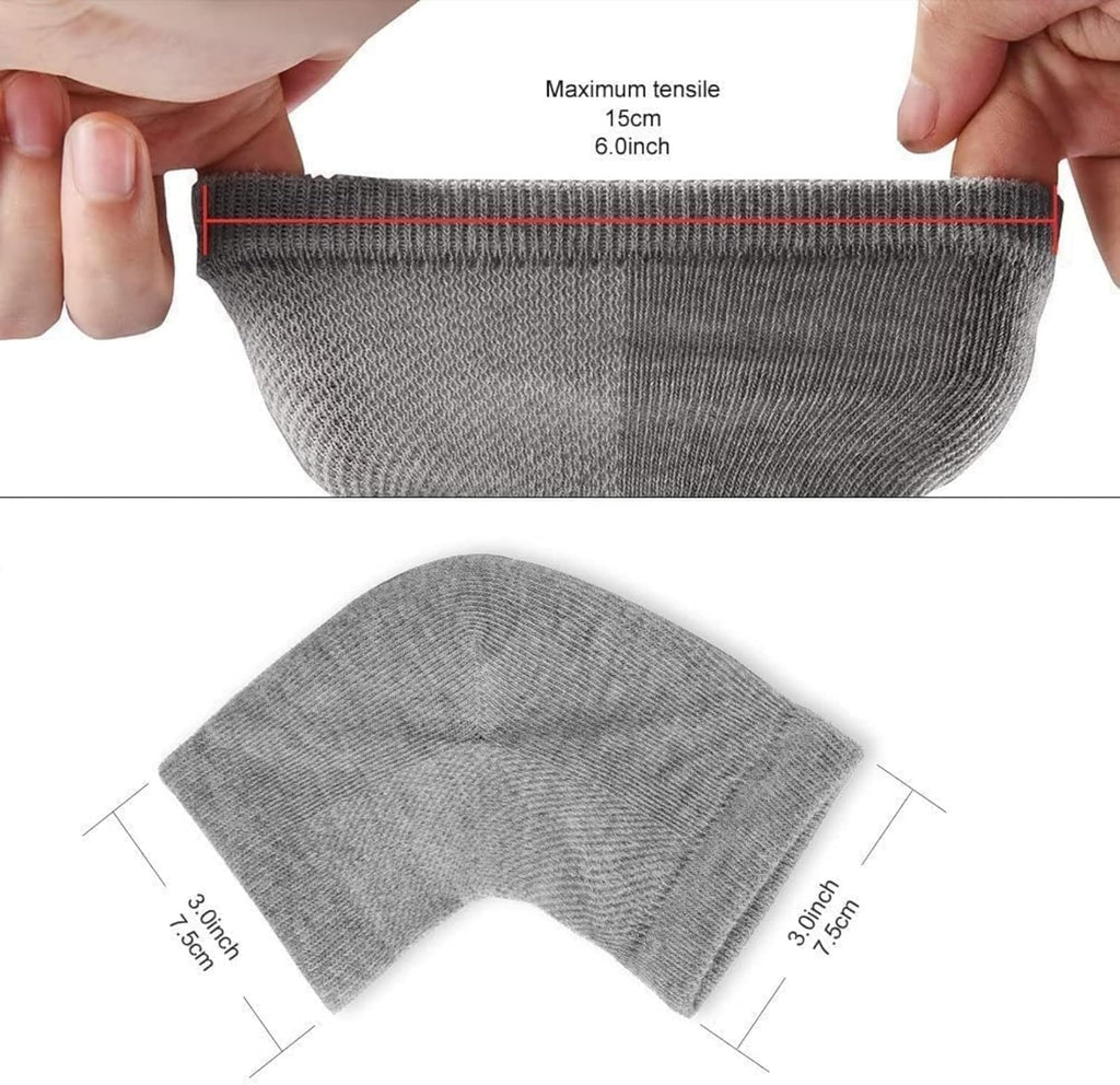 3 PAIRS Silicone Heel Socks Grey Moisturising Gel Cracked Heel Repair Foot Care