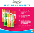 SOL 7pk Womens Lip Balm Set Flavoured Moisturiser for with Beeswax & Vitamin E - Fruit Lipbalm for Girls and Teens, Moisturising Balms Multipack Sticks for Dry and Chapped Lips for Daily Use & Gifting