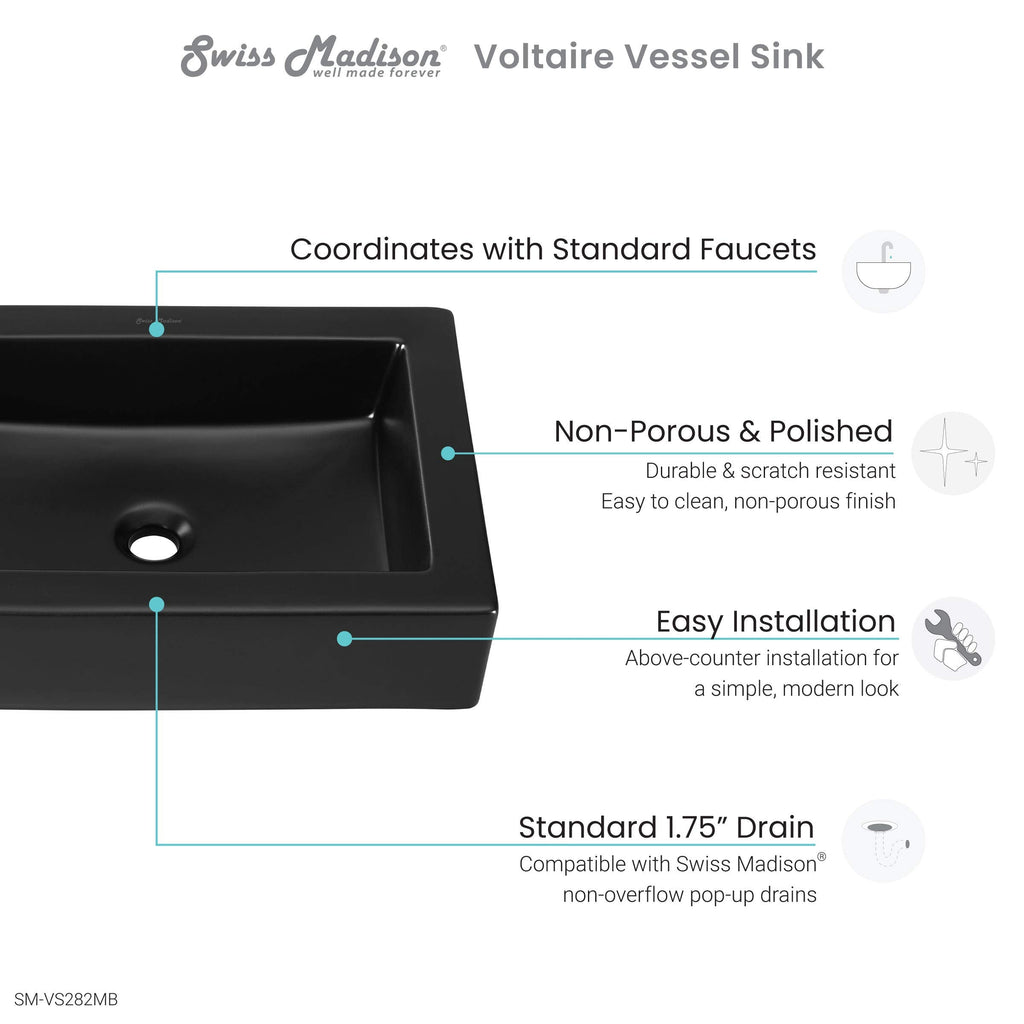 Open Box - Swiss Madison SM-VS282MB - Lavatory Sink Fixture