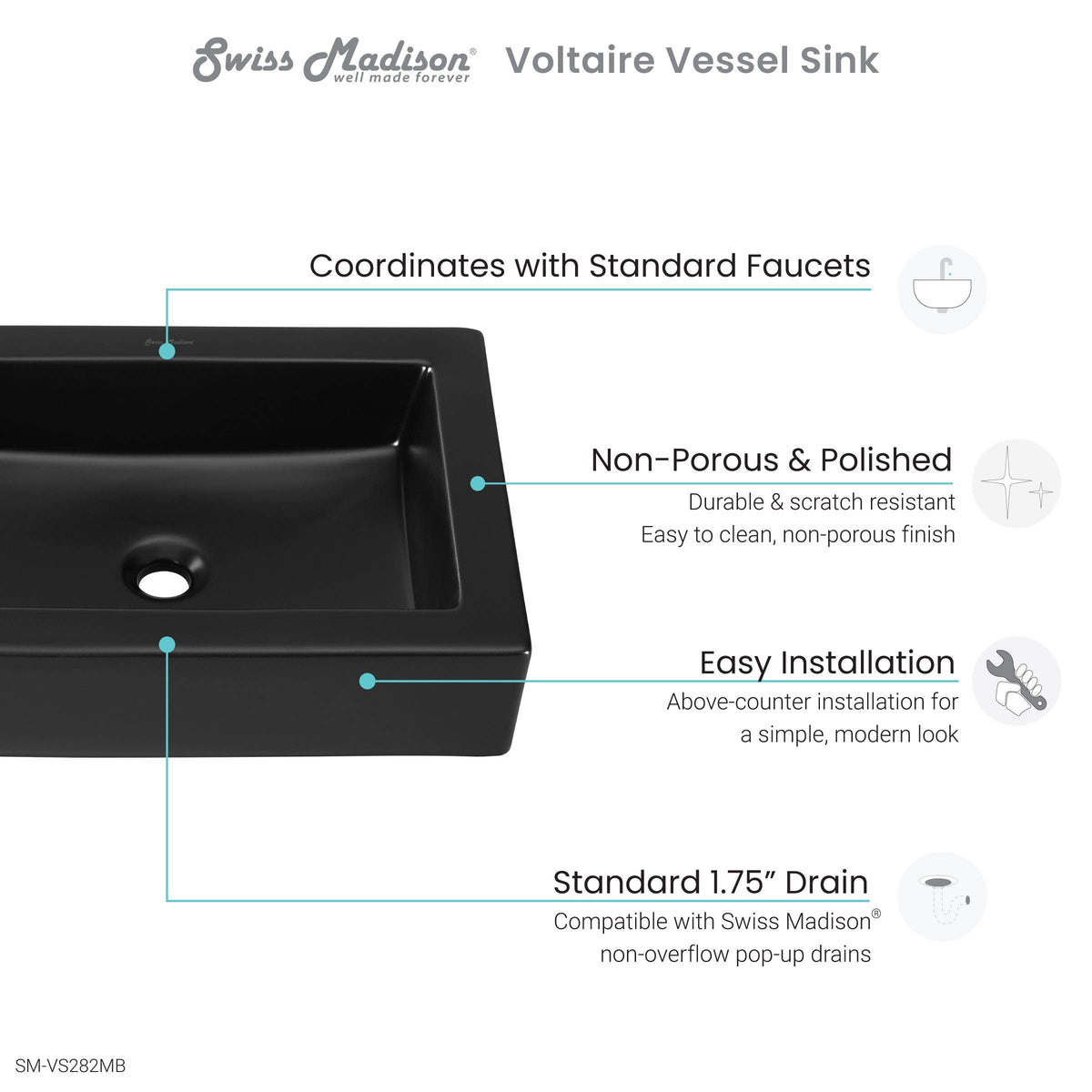 Open Box - Swiss Madison SM-VS282MB - Lavatory Sink Fixture