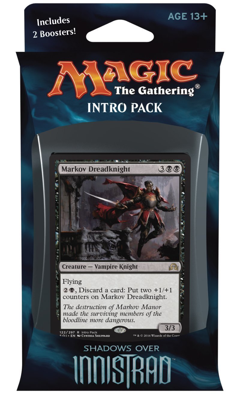 Magic the Gathering: MTG Shadows over Innistrad: Intro Pack / Theme Deck: Vampiric Thirst (includes 2 Booster Packs & Alternate Art Premium Rare Promo) Black / Red - Markov Dreadknight