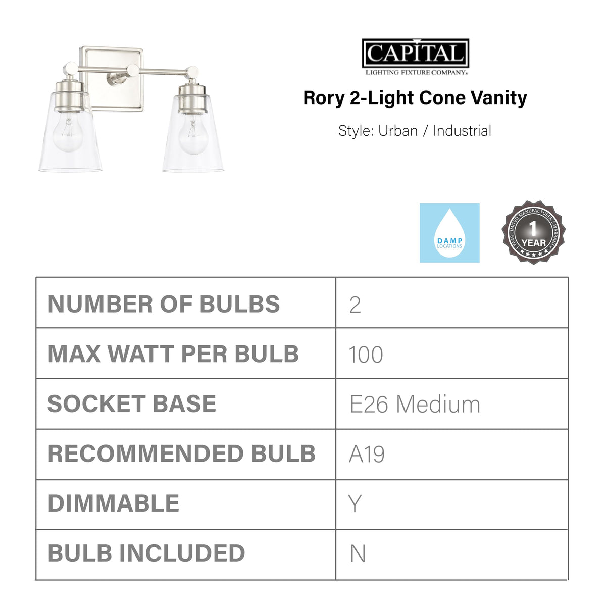 Open Box - Capital Lighting 121821PN-432 - Bathroom Fixtures Indoor Lighting